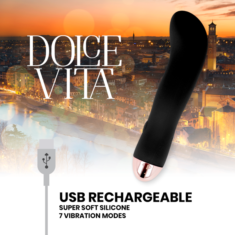 DOLCE VITA - RECHARGEABLE VIBRATOR TWO BLACK 7 SPEED - Image 5