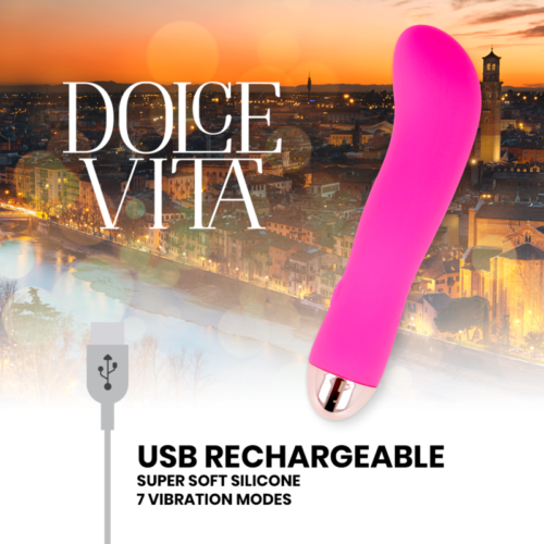 DOLCE VITA - RECHARGEABLE VIBRATOR TWO PINK 7 SPEEDS - Image 5