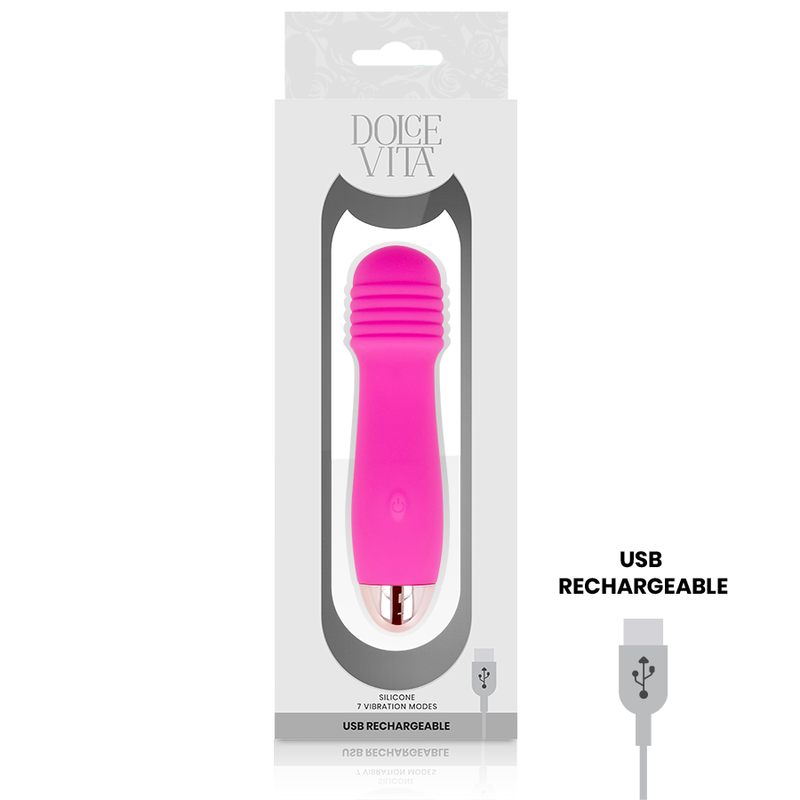 DOLCE VITA - RECHARGEABLE VIBRATOR THREE PINK 7 SPEEDS - Image 3