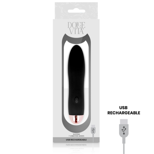 DOLCE VITA - RECHARGEABLE VIBRATOR FOUR BLACK 7 SPEEDS - Image 3