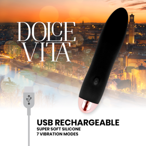 DOLCE VITA - RECHARGEABLE VIBRATOR FOUR BLACK 7 SPEEDS - Image 4