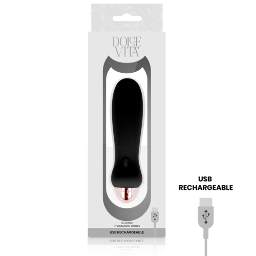 DOLCE VITA - RECHARGEABLE VIBRATOR FIVE BLACK 7 SPEEDS - Image 3