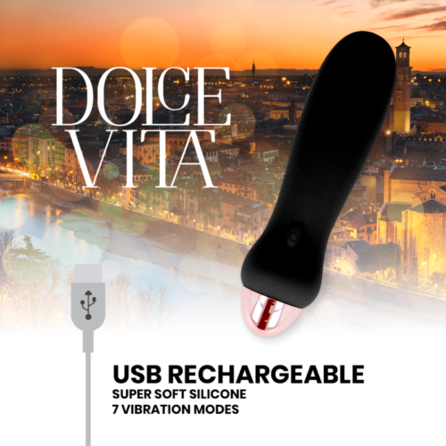 DOLCE VITA - RECHARGEABLE VIBRATOR FIVE BLACK 7 SPEEDS - Image 4