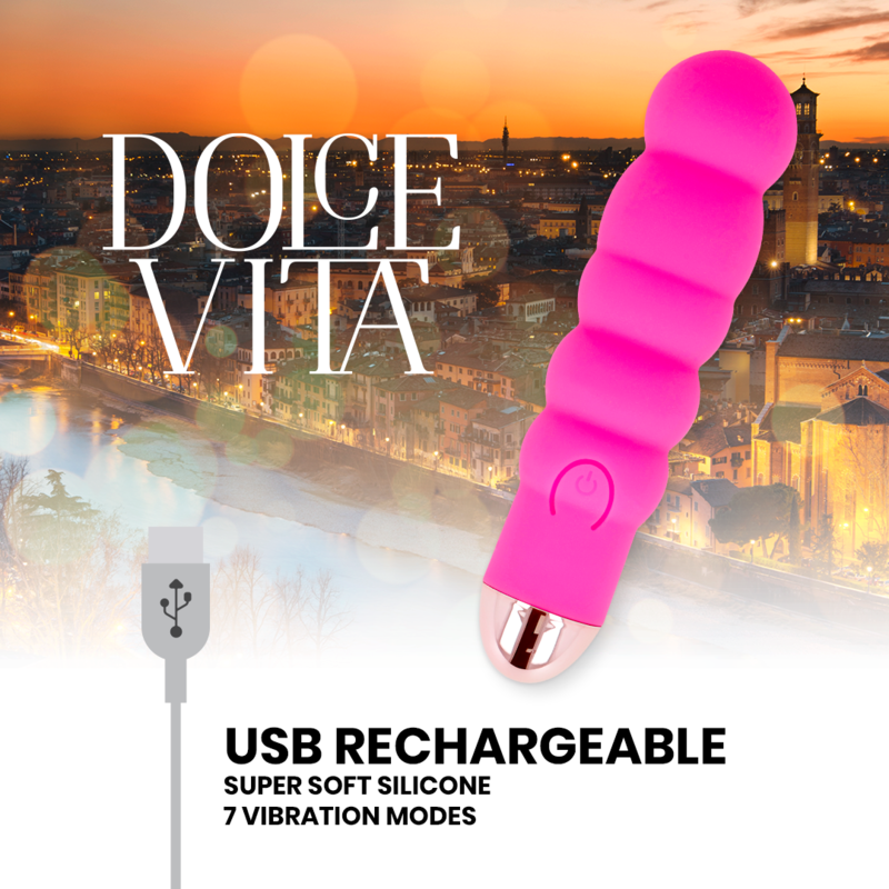 DOLCE VITA - RECHARGEABLE VIBRATOR SIX PINK 7 SPEEDS - Bild 4