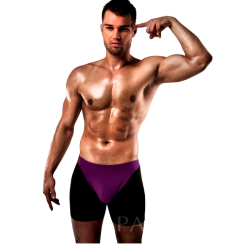 PASSION - BOXER 009 LILAC/BLACK EROTIC LINGERIE S/M