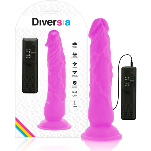 DIVERSIA - FLEXIBLE VIBRATING DILDO PURPLE 21 CM -O- 4.9 CM - Image 4