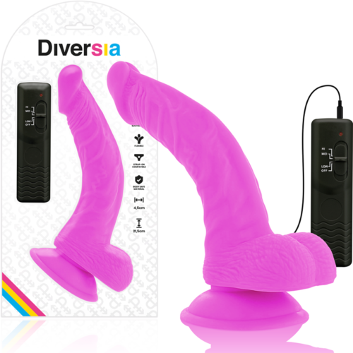 DIVERSIA - FLEXIBLE VIBRATING DILDO PURPLE 21.5 CM -O- 4.5 CM - Image 4