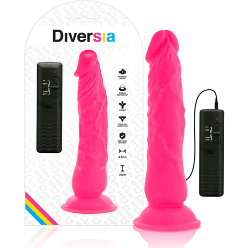 DIVERSIA - FLEXIBLE VIBRATING DILDO PINK 21 CM -O- 4.9 CM - Image 4