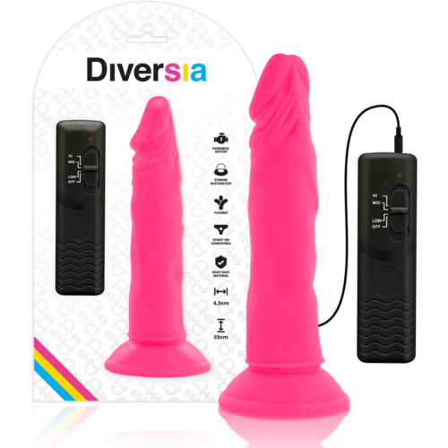 DIVERSIA - FLEXIBLE VIBRATING DILDO PINK 23 CM -O- 4.3 CM - Image 4