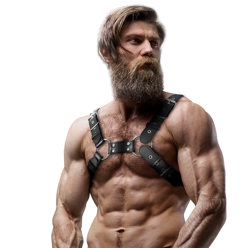 FETISH SUBMISSIVE ATTITUDE - MENS ADJUSTABLE ECO-LEATHER CHEST BULLDOG HARNESS - Image 3