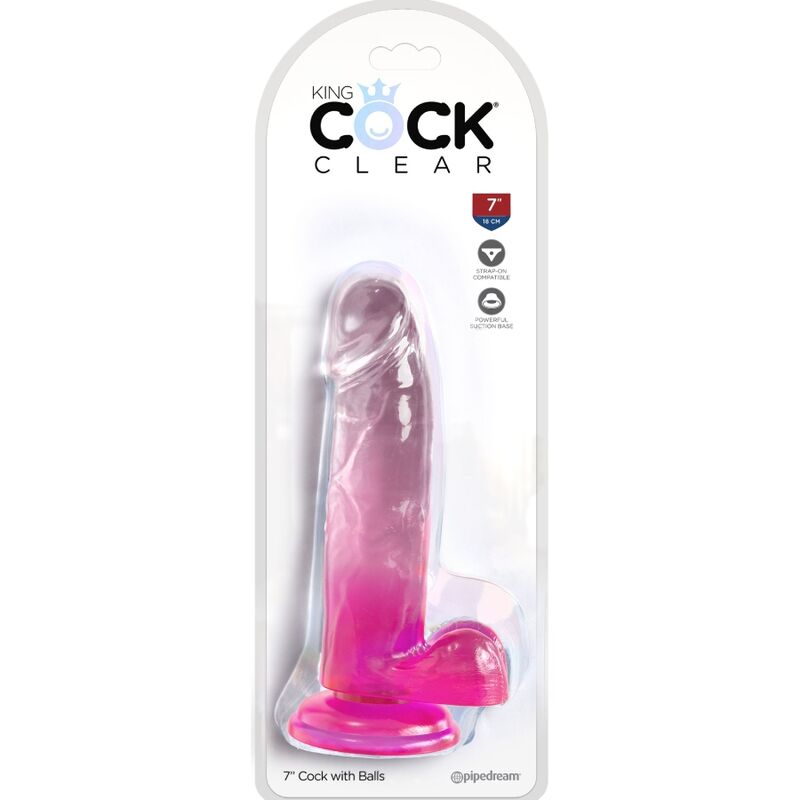 KING COCK - CLEAR REALISTIC PENIS WITH BALLS 15.2 CM PINK - Image 2