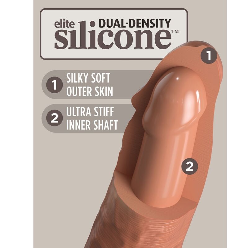 KING COCK - ELITE REALISTIC SILICONE DILDO 20.3 CM CARAMEL - Image 4