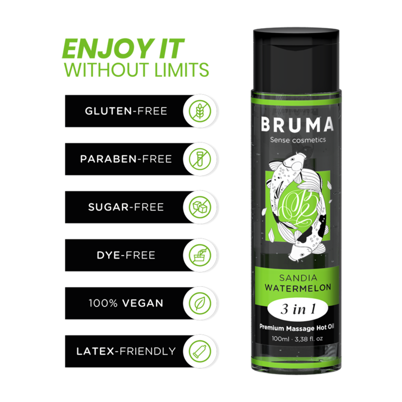 BRUMA - PREMIUM MASSAGE HOT OIL WATERMELON 3 IN 1 - 100 ML - Image 3