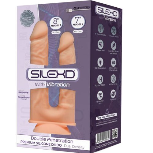 SILEXD - MODEL 1 REALISTIC PENIS DOUBLE PENETRATION VIBRATOR PREMIUM SILEXPAN SILICONE 17.5 / 19.5 CM - Image 2