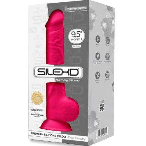 SILEXD - MODEL 1 REALISTIC PENIS PREMIUM SILEXPAN SILICONE FUCHSIA 24 CM - Image 3