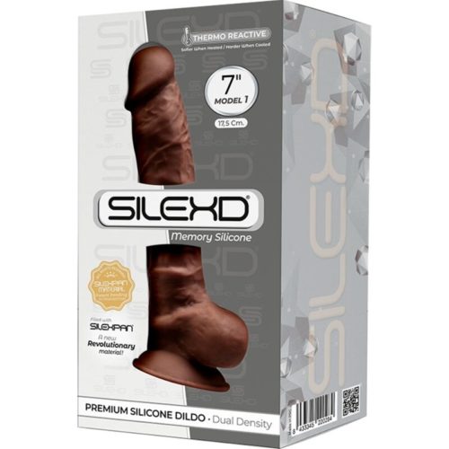 SILEXD - MODEL 1 REALISTIC PENIS PREMIUM SILEXPAN SILICONE BROWN 17.5 CM - Image 3