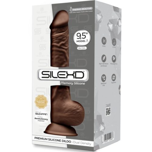 SILEXD - MODEL 1 REALISTIC PENIS PREMIUM SILEXPAN SILICONE BROWN 24 CM - Bild 3