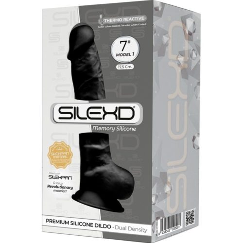 SILEXD - MODEL 1 REALISTIC PENIS PREMIUM SILEXPAN SILICONE BLACK 17.5 CM - Image 3