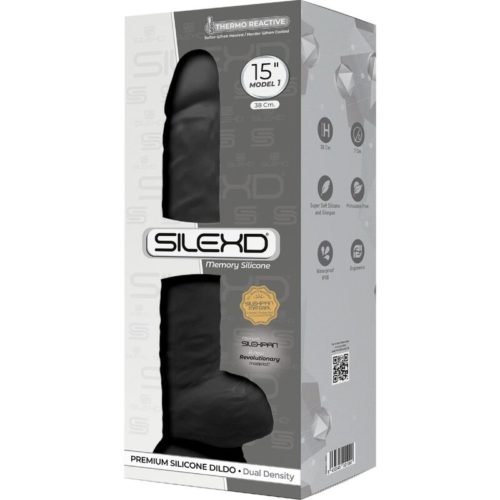 SILEXD - MODEL 1 REALISTIC PENIS PREMIUM SILEXPAN SILICONE BLACK 38 CM - Image 3