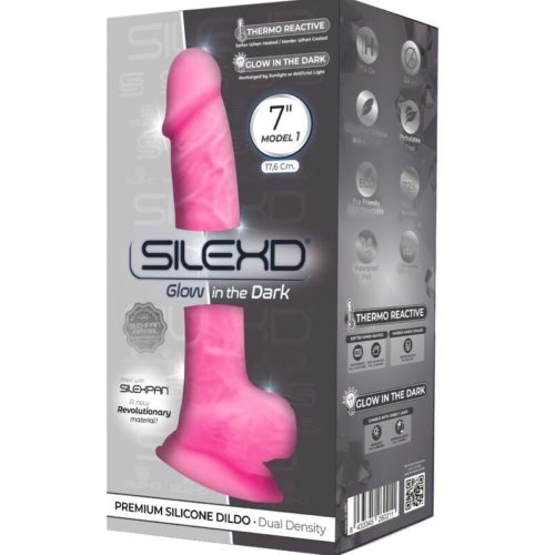 SILEXD - MODEL 1 REALISTIC PENIS PREMIUM SILICONE SILEXPAN FLUORESCENT PINK 17.5 CM - Image 2