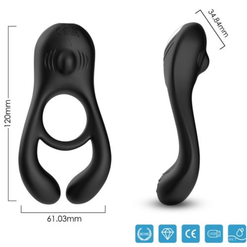 ARMONY - VEYRON DOUBLE VIBRATOR RING TOY FOR COUPLES REMOTE CONTROL BLACK - Image 3