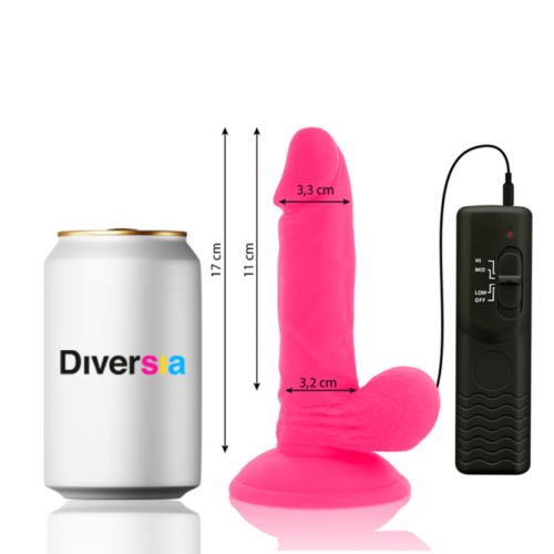 DIVERSIA - FLEXIBLE VIBRATING DILDO PINK 17 CM -O- 3.3 CM - Image 2