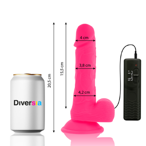 DIVERSIA - FLEXIBLE VIBRATING DILDO PINK 20.5 CM -O- 4.2 CM - Image 2