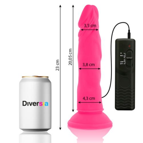 DIVERSIA - FLEXIBLE VIBRATING DILDO PINK 23 CM -O- 4.3 CM - Image 2