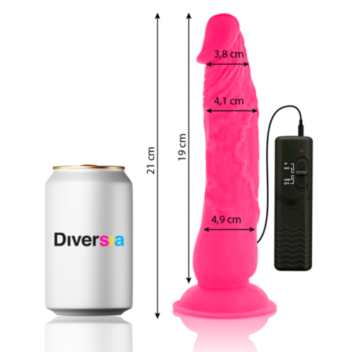 DIVERSIA - FLEXIBLE VIBRATING DILDO PINK 21 CM -O- 4.9 CM - Image 2