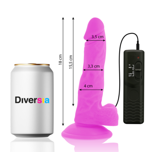 DIVERSIA - FLEXIBLE VIBRATING DILDO PURPLE 18 CM -O- 4 CM - Image 2