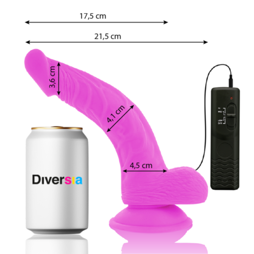 DIVERSIA - FLEXIBLE VIBRATING DILDO PURPLE 21.5 CM -O- 4.5 CM - Image 2