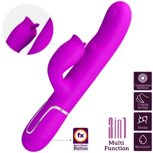 PRETTY LOVE - RABBIT VIBRATOR WITH LICKING FUCHSIA - Image 3