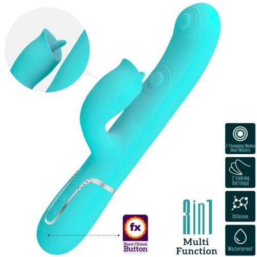 PRETTY LOVE - RABBIT VIBRATOR WITH LICKING AQUA GREEN - Bild 3