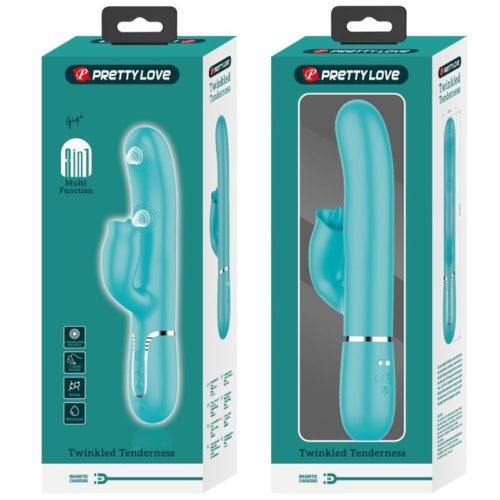 PRETTY LOVE - RABBIT VIBRATOR WITH LICKING AQUA GREEN - Bild 4