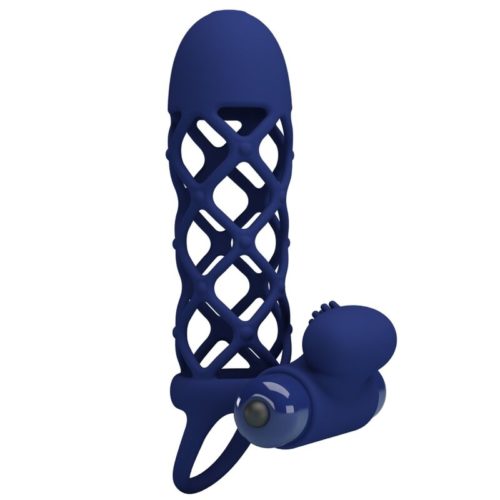 PRETTY LOVE - GIANN VIBRATOR RING WITH SILICONE SHEATH BLUE - Image 3