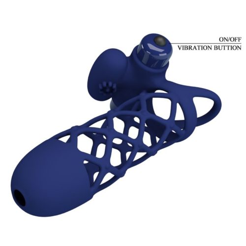 PRETTY LOVE - GIANN VIBRATOR RING WITH SILICONE SHEATH BLUE - Image 5