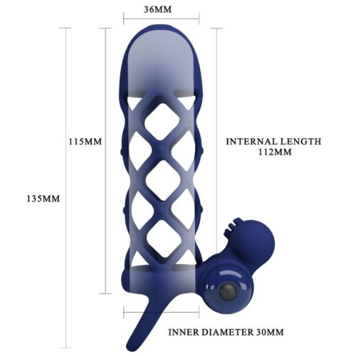 PRETTY LOVE - GIANN VIBRATOR RING WITH SILICONE SHEATH BLUE - Image 4