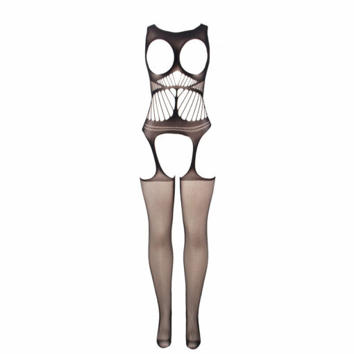 SUBBLIME - 951900 FISHNET CROTCHLESS BODYSTOCKING WITH CUP AND OPEN SHOULDERS BLACK ONE SIZE - Image 3