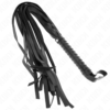 Kink – svart piska med kort handtag och långa remmar, 70 cm – produktfoto