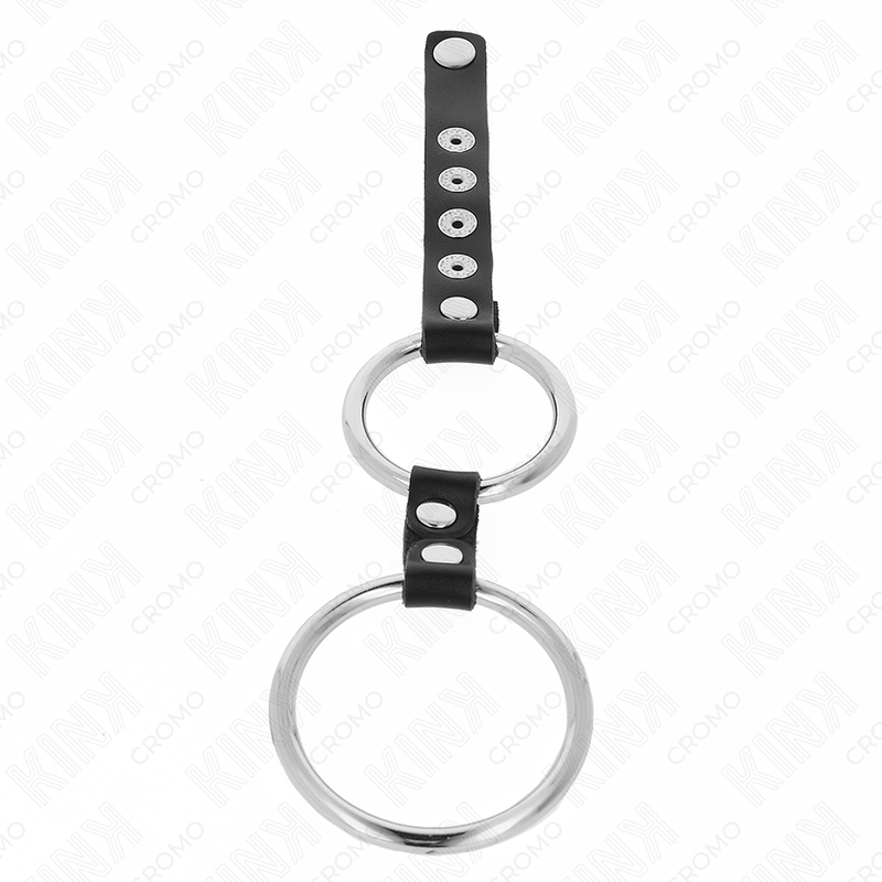 KINK - DOUBLE METAL PENIS RING 3.8 CM TO 5 CM CONNECTED WITH LEATHER - Bild 3