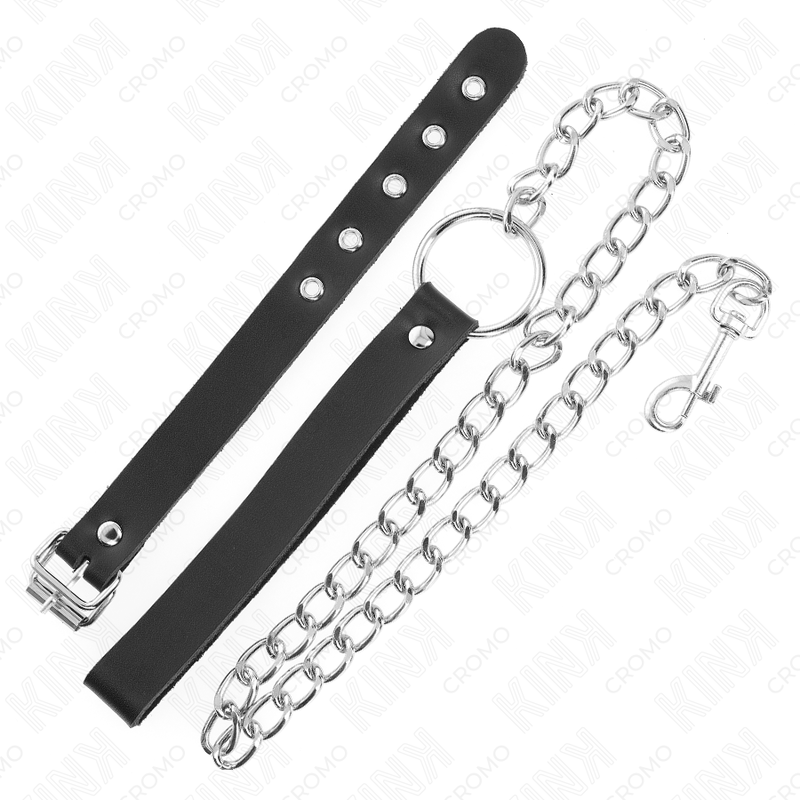 KINK - LEATHER PENIS RING WITH STRAP 21.5 X 2 CM AND METAL CHAIN 60 CM - Image 3