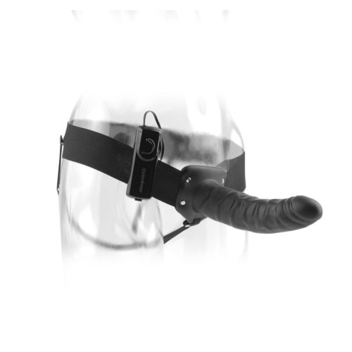 FETISH FANTASY SERIES - 19 CM VIBRATING HOLLOW STRAP-ON BLACK - Image 2