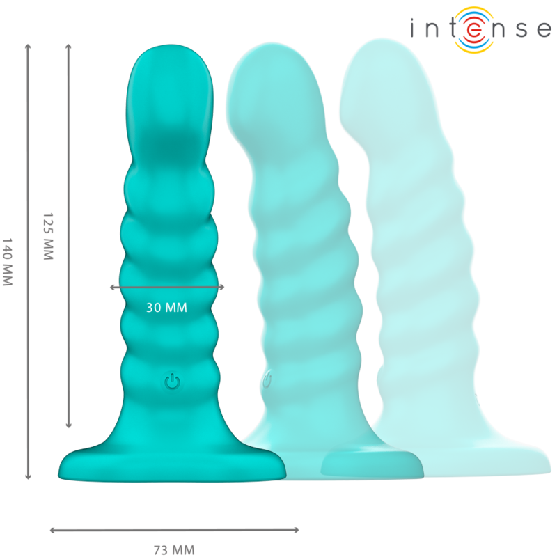 INTENSE - BUFFY VIBRATOR SIZE S SPIRAL DESIGN 10 VIBRATIONS BLUE REMOTE CONTROL - Bild 2