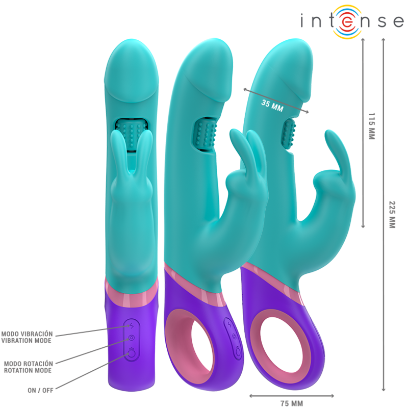 INTENSE - MONICA RABBIT VIBRATOR WITH ROTATING G-SPOT STIMULATOR BLUE - Image 3