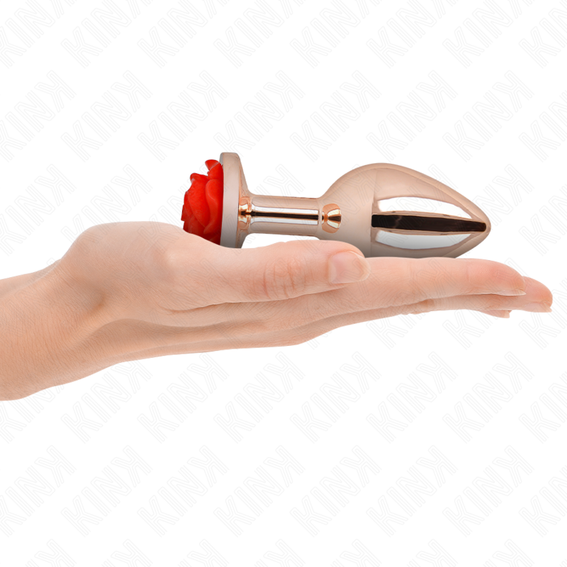 KINK - PINK GOLD ANAL PLUG WITH RED ROSE L - Image 3