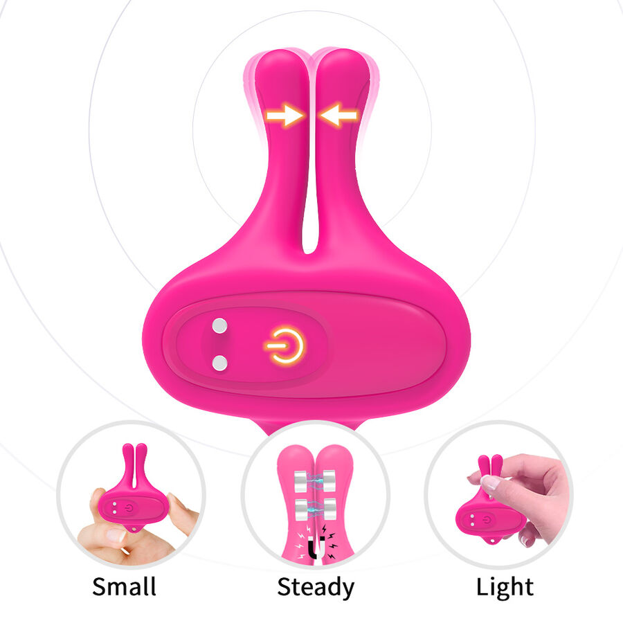 ARMONY - RABBIT SHAPE VIBRATION MAGNETIC NIPPLE CLAMPS PINK - Bild 3