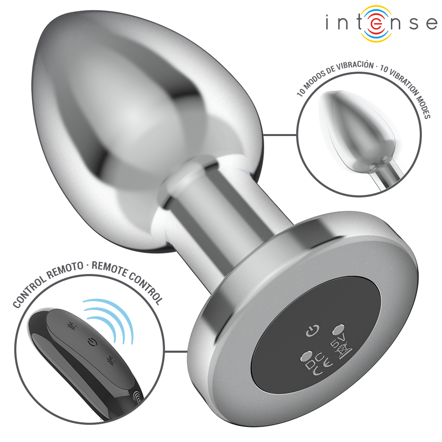 INTENSE - ANAL PLUG 10 VIBRATIONS METAL WITH REMOTE CONTROL L - Image 3