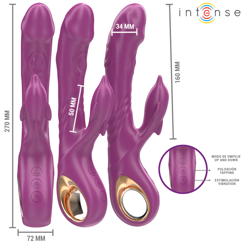 INTENSE - HALLE MULTIFUNCTION VIBRATOR WITH DOLPHIN STIMULATING TONGUE PURPLE - Image 3