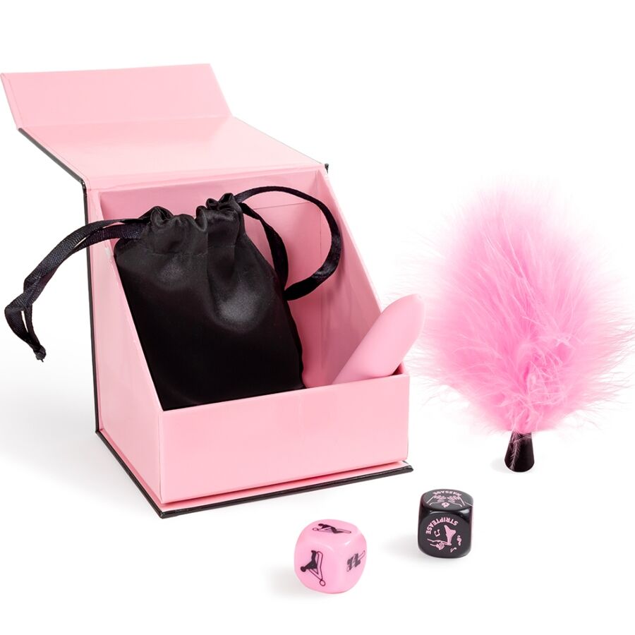 SECRET PLAY - PLEASURES BOX FOR COUPLES: DICE + VIBRATING BULLET + FEATHER PEN - Bild 3