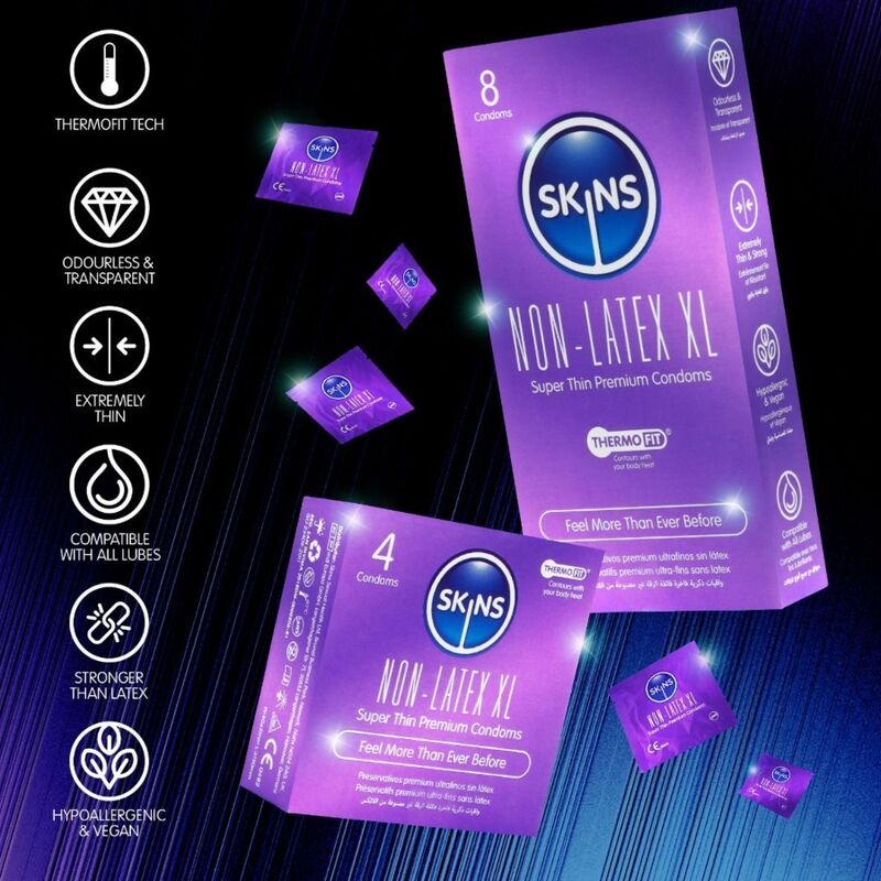 SKINS - LATEX-FREE CONDOMS XL PACK OF 4 - Bild 3